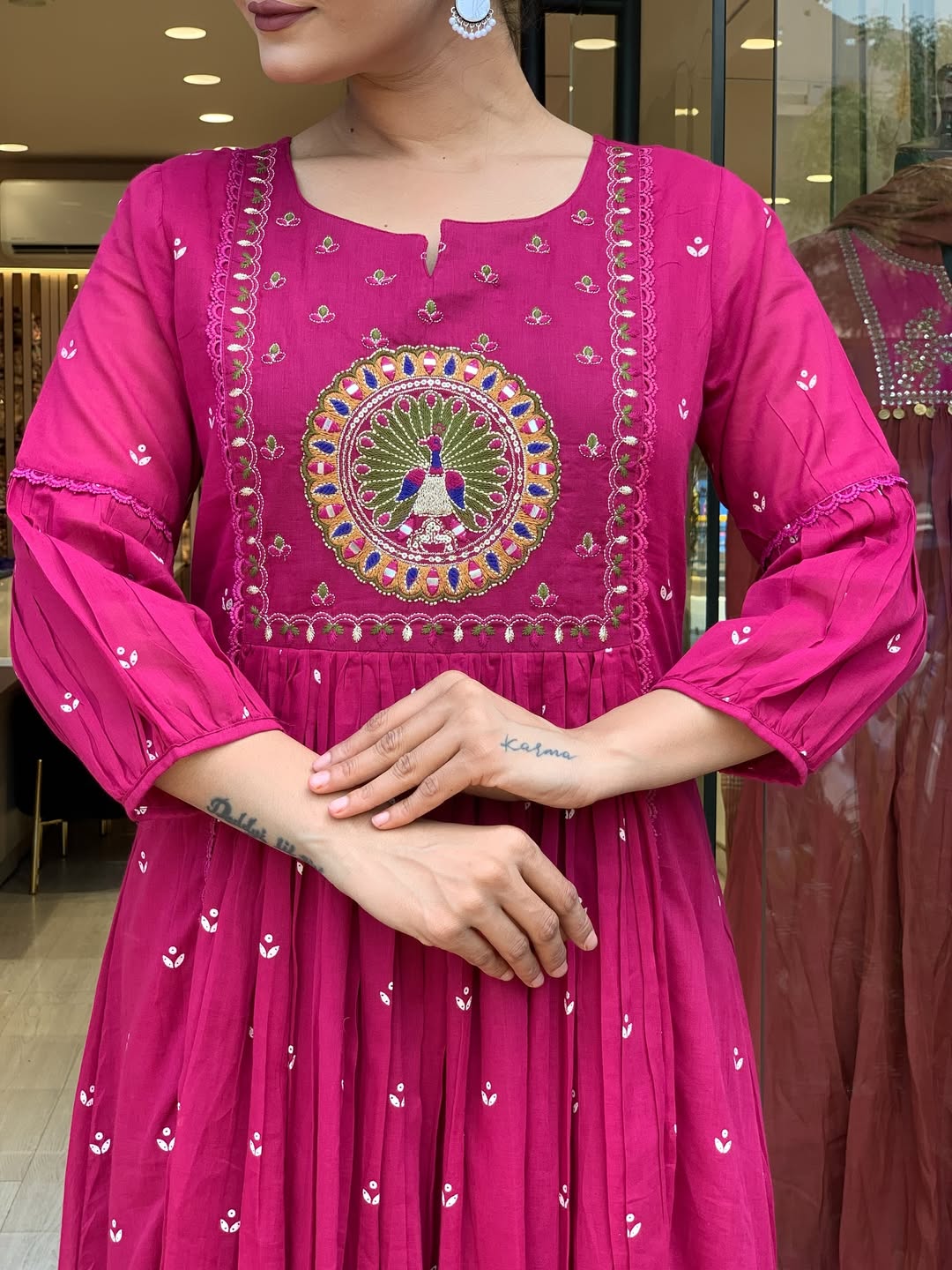 Pink Pure Cotton Kurta and Pants With Dupatta | For Women