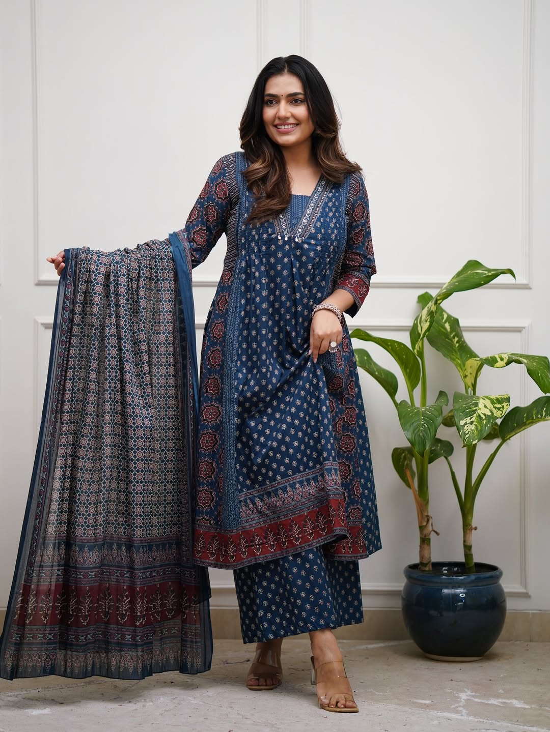 Premium Ajrakh print cotton Plazo sets