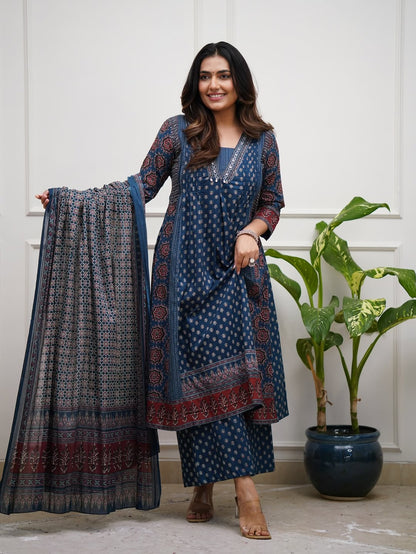 Premium Ajrakh print cotton Plazo sets