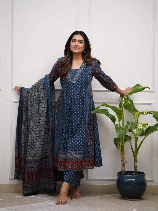 Premium Ajrakh print cotton Plazo sets