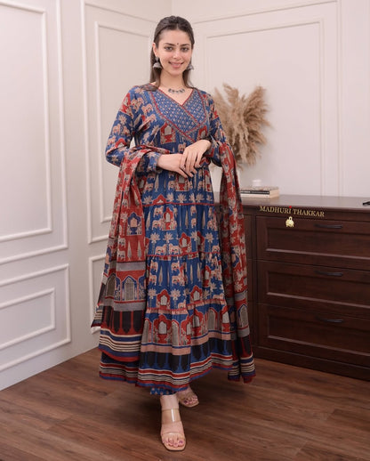 Women Printed Anarkali Kurta Set