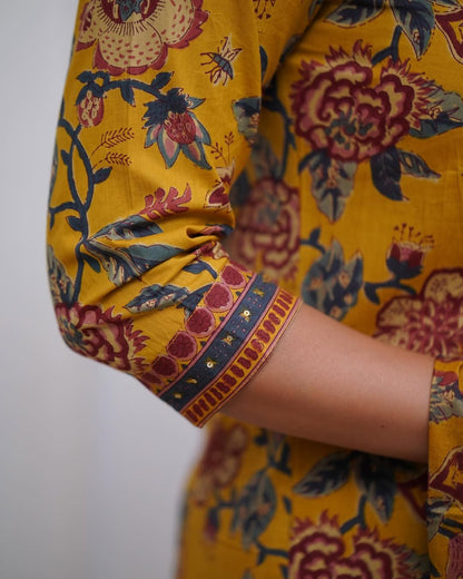 Yellow Pure Cotton Kurta and Pants With Dupatta | For Women