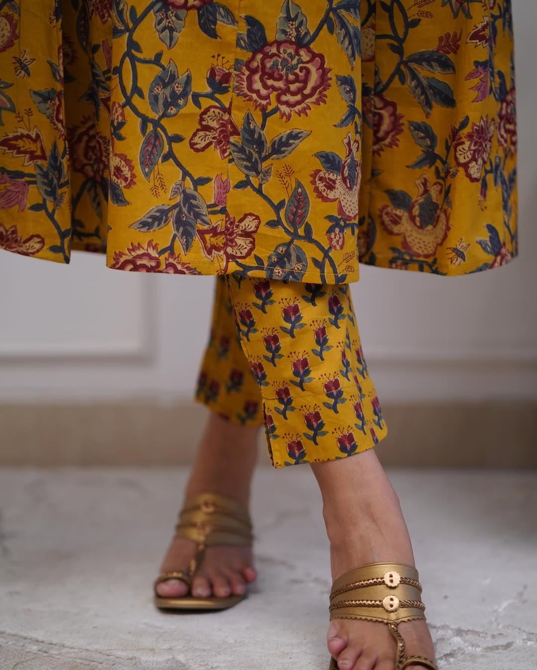 Yellow Pure Cotton Kurta and Pants With Dupatta | For Women