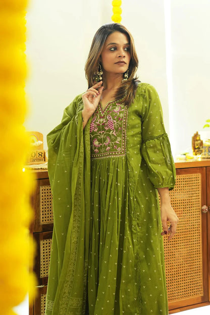 Pure Cotton Embroidered Kurta and Pants with Dupatta For Women