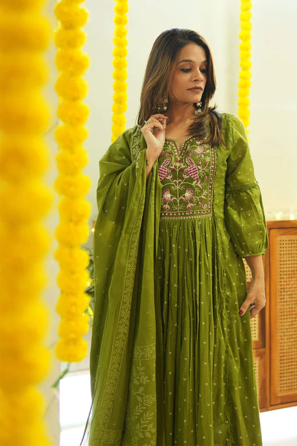 Pure Cotton Embroidered Kurta and Pants with Dupatta For Women