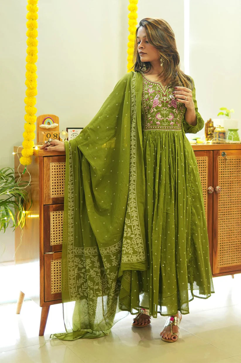 Pure Cotton Embroidered Kurta and Pants with Dupatta For Women