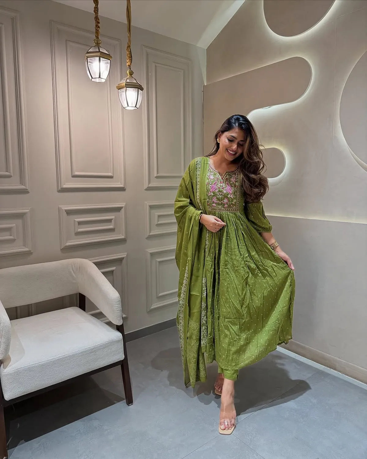 Pure Cotton Embroidered Kurta and Pants with Dupatta For Women