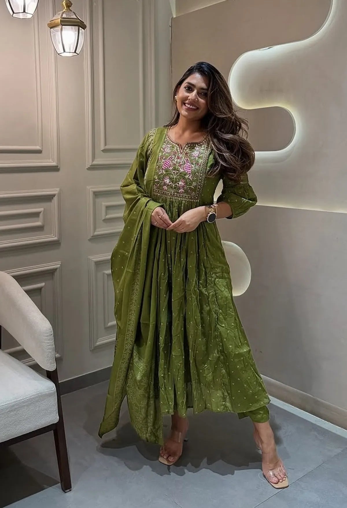 Pure Cotton Embroidered Kurta and Pants with Dupatta For Women