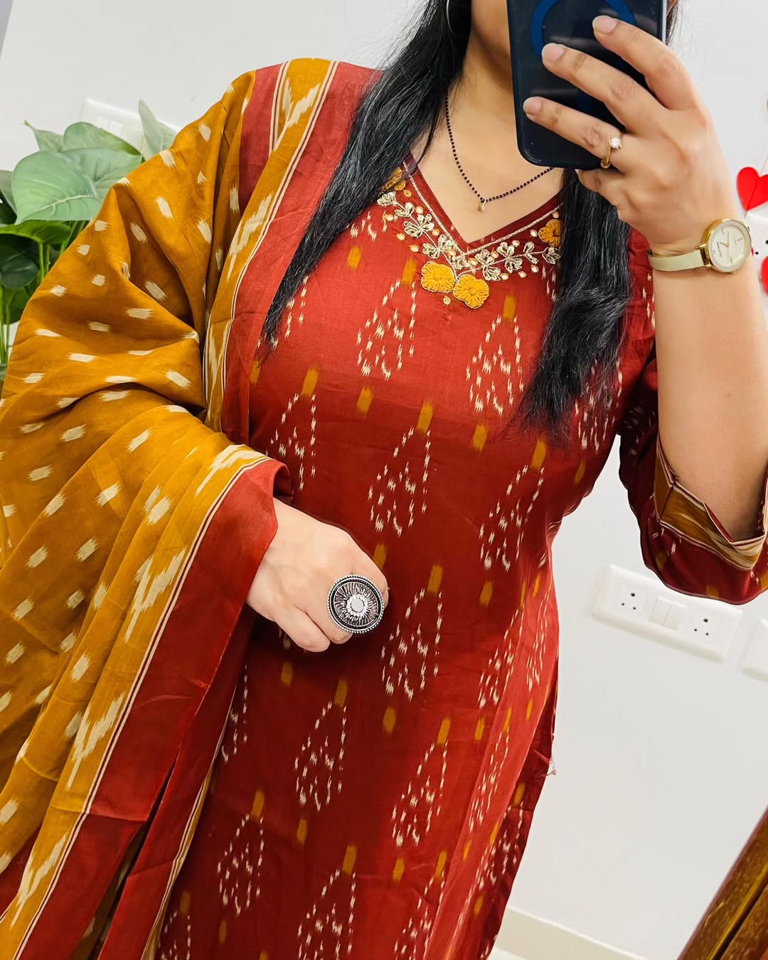 Brown Pure Cotton Kurta Set With Palazzo Pants for Women